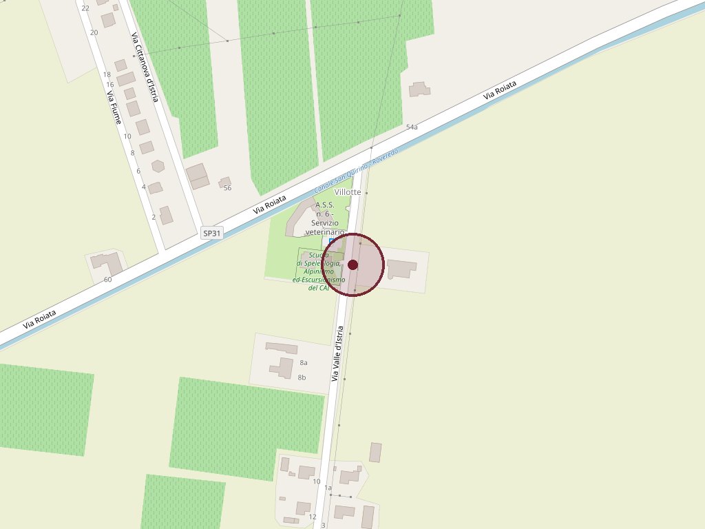 Mappa della sede del Circolo Ricreativo Villotte, Via Valle d’Istria 1, San Quirino